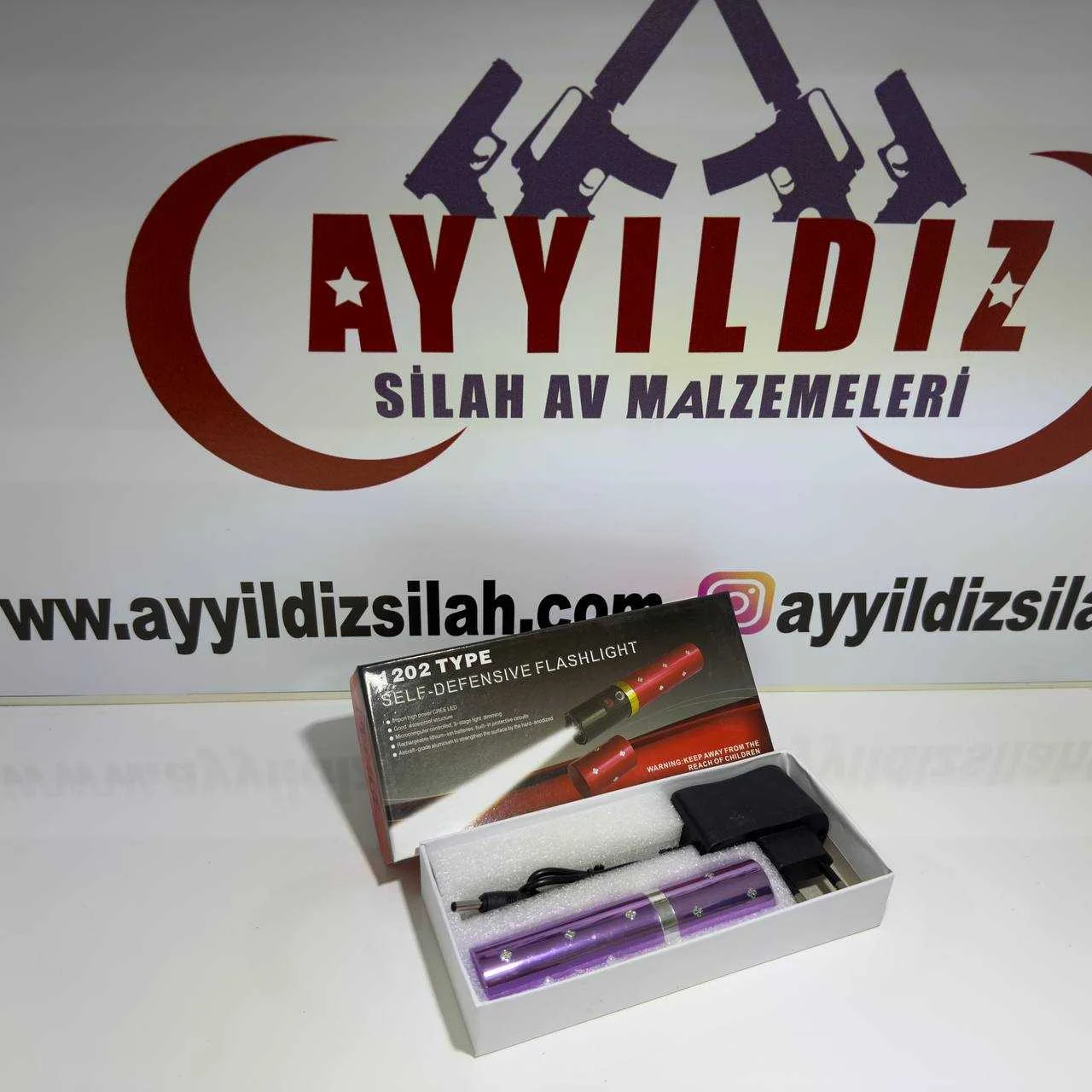 1202 TYPE IŞIKLI KORUYUCU Elektro Şok FENER Küçük ve Kibar